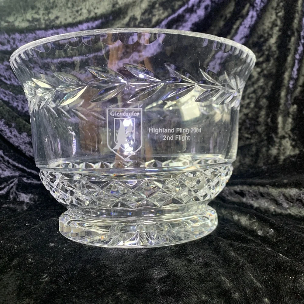 Badash Crystal Award Bowl Large Vase Signed Gleneagles Highland Fling. VIDEO